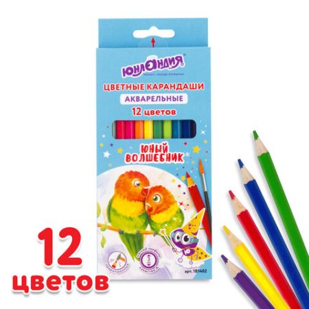 Карандаши цветные 12цв акварельные шестигранные ЮНЛАНДИЯ Юный Волшебник 1/12