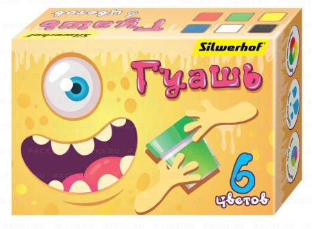 Гуашь 6цв 20мл Монстрики Silwerhof 1/32