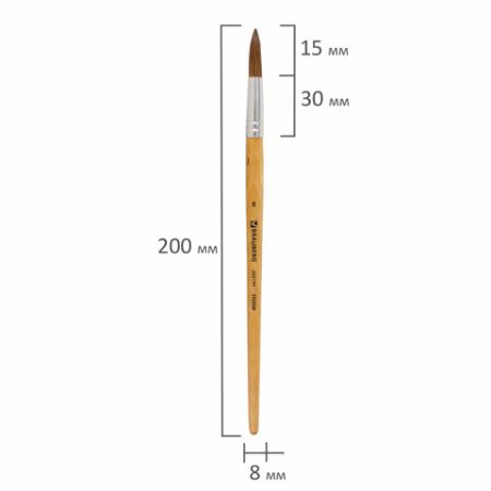 Кисть пони круглая №8  BRAUBERG 1/30