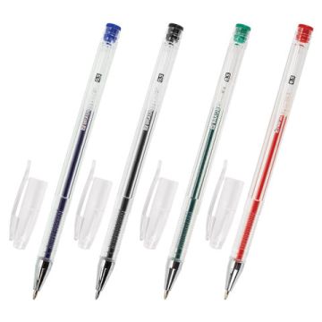 Набор гелевых ручек 4шт узел 0,5мм линия письма 0,35мм европодвес (син,чер,кр,зел) BRAUBERG Je 1/12