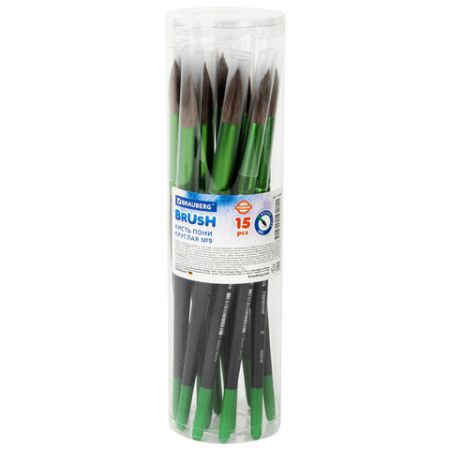 Кисть пони круглая №9 BRAUBERG PREMIUM 1/15/600 (клиент)