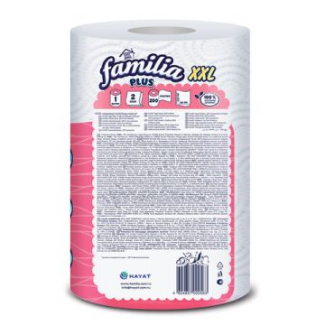 Полотенца бумажные бытовые рулон 2-сл 23х12,5см белые FAMILIA XXL 1/18 (Тендер)
