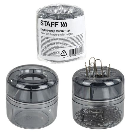 Скрепочница магнитная прозрачный корпус Basic STAFF 1/70