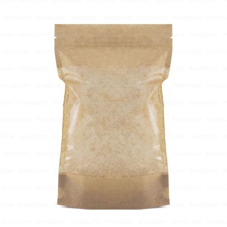 Пакет Zip-Lock Дой-Пак крафт (15х24)+(4,5+4,5) с окном 135мм Aviora 100/700