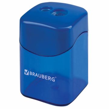 Точилка 2 отверстия с контейнером прямоугольная цвет черный/синий Win Brauberg 1/12