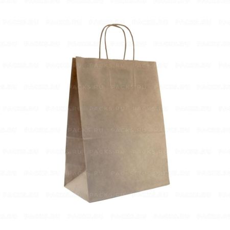 Пакет бумажный крафт с кручеными ручками 320х200х370 200/200