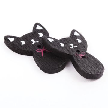 Пуговицы декоративные КОШЕЧКИ, дерево, 27*18мм, 16шт., черные, ОСТРОВ СОКРОВИЩ (вывод)