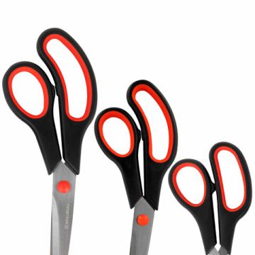 Ножницы набор 5шт (140,170,190,220,240мм) метал черно-красные вставки европодвес Brauberg 1/12 (Клие