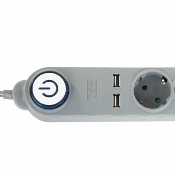 Сетевой фильтр 1,5м SONNEN DX04 4 розетки 2USB порта заземление 10А графит 1/20(Клиент)