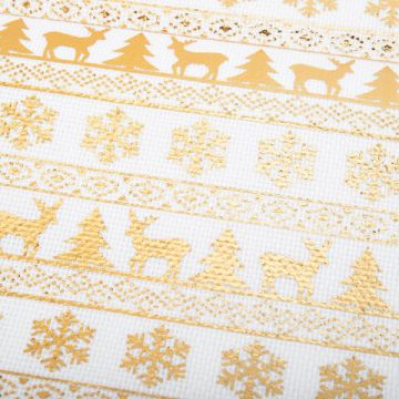 НГ Подарочный мешок текстильный лен фольга X-Mas Pattern 30х45см 1/10 (Клиент)