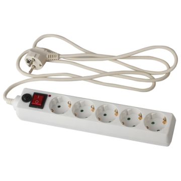Сетевой фильтр 1,8м SONNEN U-351 5 розеток с заземлением 10 А белый 1/40 (Клиент)