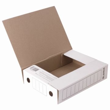 Папка архивная с резинкой 75мм до 700л белая микрогофрокартон STAFF 1/20  (Клиент)