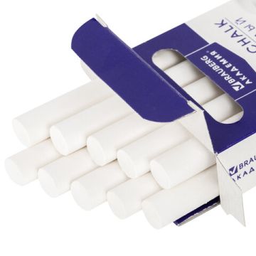 Мелки школьные белые 10шт  круглый мягкий АКАДЕМИЯ BRAUBERG 1/98
