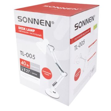 Светильник настольный SONNEN TL-005 на подставке цоколь E27 белый 1/12 (Клиент)