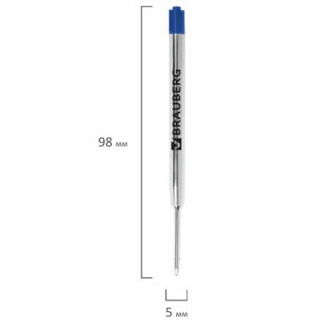 Стержень шариковый синий 98мм линия 0,5мм металл, упак с подвес BRAUBERG (тип PARKER) 1/20