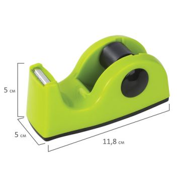 Диспенсер для скотча 11,8х5х5см настольный, утяжеленный, средний, салатовый Brauberg 1/48