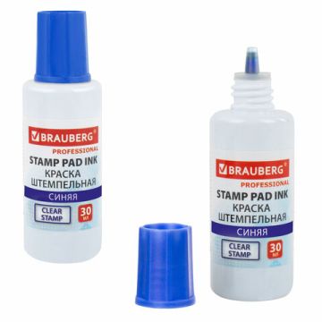 Штемпельная краска синяя 30мл на водной основе PROFESSIONAL Brauberg 1/12