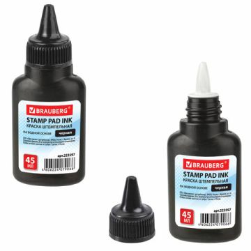 Штемпельная краска черная 45мл на водной основе Brauberg 1/12/72