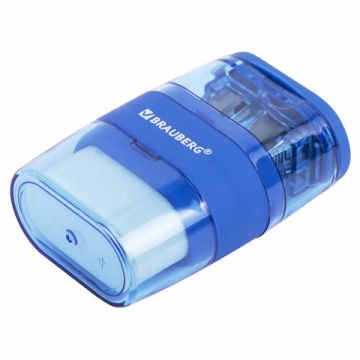 Точилка 2 отверстия 2в1 с ластиком ассорти BRAUBERG Double 1/12 (Клиент)