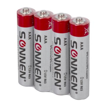 Элемент питания SONNEN AAA (LR03) КОМПЛЕКТ 4шт солевые в пленке 1/6/300 nelK (клиент)