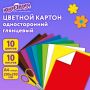 Цветной картон А4 10л 10цв мелованный Юнландия 1/40 (Клиент)