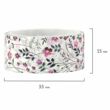 Клейкие WASHI-ленты д/декора ЦВЕТОЧНЫЙ МИКС, 15мм*3м, 7цв, рисовая бумага, ОСТРОВ СОКРОВИЩ