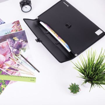 Папка-портфель BRAUBERG  390х260х40мм 3отд пластик, черный 1/10 (клиент)