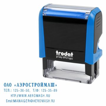 Штамп самонаб 4-стр оттиск 47х18мм синий б/рамки TRODAT IDEAL корпус синий касса 1/10 (клиент)