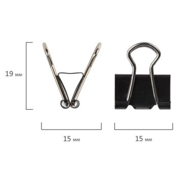 Зажимы для бумаг 15мм на 45л (12шт) черные в картонной коробке Staff 1/12/360