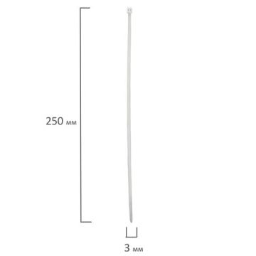 Хомуты (стяжки), нейлоновые, 4 мм х 250 мм, комплект 100 шт., PROCONNECT, белые 1/10/100 (клиент)