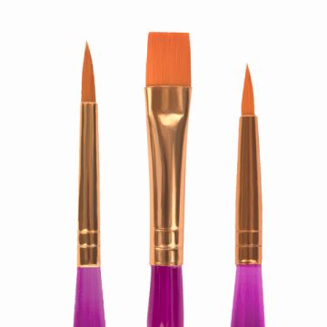 Кисти 3шт синтетика круглые №1, 2 плоская №3 ЮНЛАНДИЯ 1/12