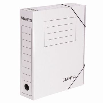 Папка архивная с резинкой 75мм до 700л белая микрогофрокартон STAFF 1/20  (Клиент)