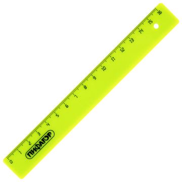 Линейка пластик 16 см ПИФАГОР, непрозрачная, неоновая, ассорти, 210603