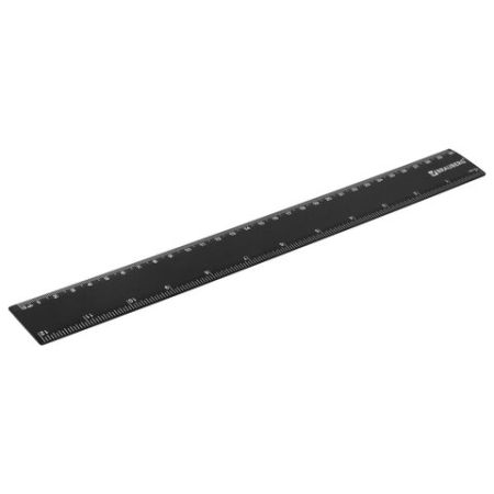 Линейка 30см пластик черная BRAUBERG 1/20 (Клиент)