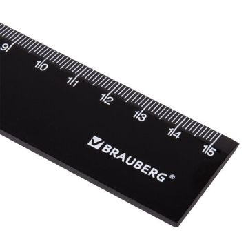 Линейка 15см пластиковая черная BRAUBERG 1/48 (Клиент)