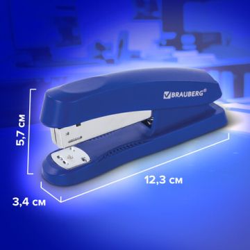 Степлер №24/6, 26/6 BRAUBERG Standard+ до 30 листов синий 1/12