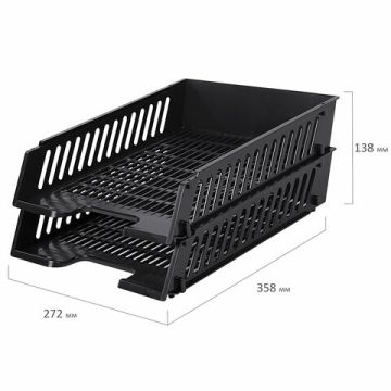 Лоток горизонтальный для бумаг сетчатый черный (2шт) MAXI Brauberg 1/5