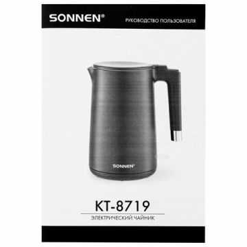 Чайник SONNEN KT-8719В двойные стенки объем 1,5л 2200 Вт черный 1/8 (Клиент)