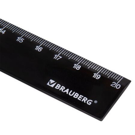 Линейка 20см пластиковая черная BRAUBERG 1/96