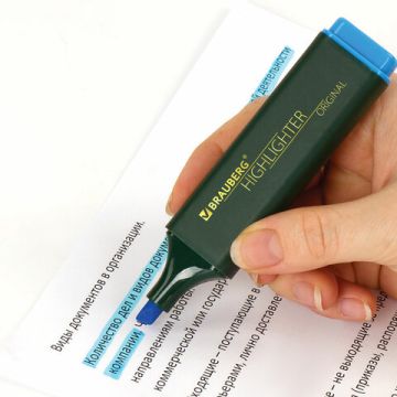 Текстмаркер голубой 1-5 мм скошенный наконечник BRAUBERG ORIGINAL 1/12/576 (Клиент)