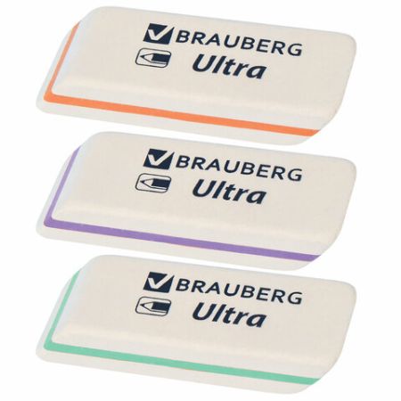 Ластик 50х14х8мм натуральный каучук белый BRAUBERG Ultra 1/40