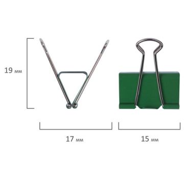 Зажимы для бумаг 15мм на 100л (12шт) цветные в картонной коробке BRAUBERG 1/12