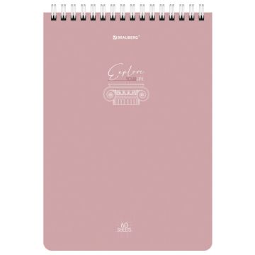 Блокнот 60л А5 гребень картон клетка BRAUBERG Pastel 1/4/80