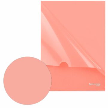 Папка-уголок А4 непрозр. жесткая персиковая 0,15мм BRAUBERG PASTEL 1/50