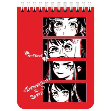 Блокнот 40л А6 108х145мм клетка гребень BRAUBERG Anime Emotions 1/6/96