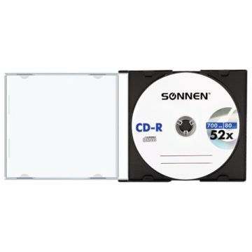 Диск CD-R SONNEN 700 Mb 52x Slim Case (1 штука) 1/5/200 (Клиент)
