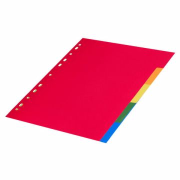 Разделитель пластиковый BRAUBERG для папок А4, по цветам 5цв., с оглавлением, 221846