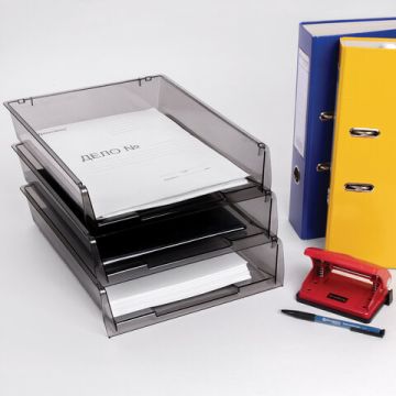 Лоток горизонтальный для бумаг 340х270х70мм (3шт) тонир серый Office Brauberg 1/1 (Клиент)