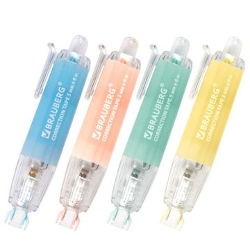 Корректирующая лента 5мм х 6м ассорти BRAUBERG PASTEL 1/24