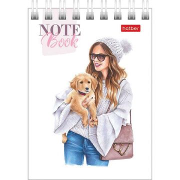 Блокнот 60л А7 75х105мм клетка гребень картон Хатбер Happy time 1/78